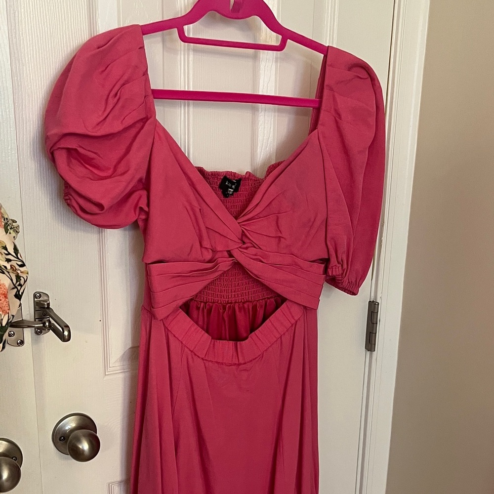 Kate Spade Pink puff Sleeve cutout Dress